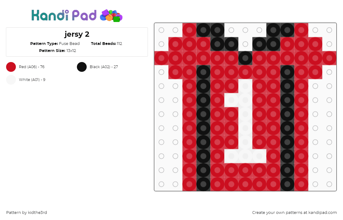 jersy 2 - Fuse Bead Pattern by kidthe3rd on Kandi Pad - 