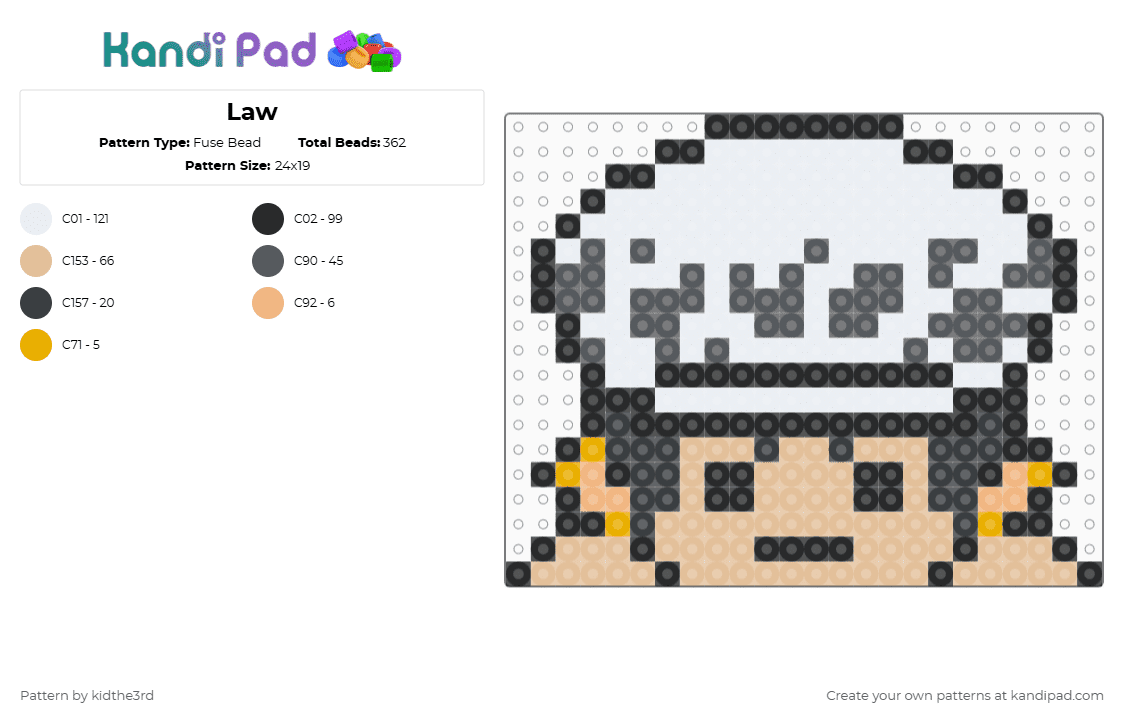 Law - Fuse Bead Pattern by kidthe3rd on Kandi Pad - beige,gray
