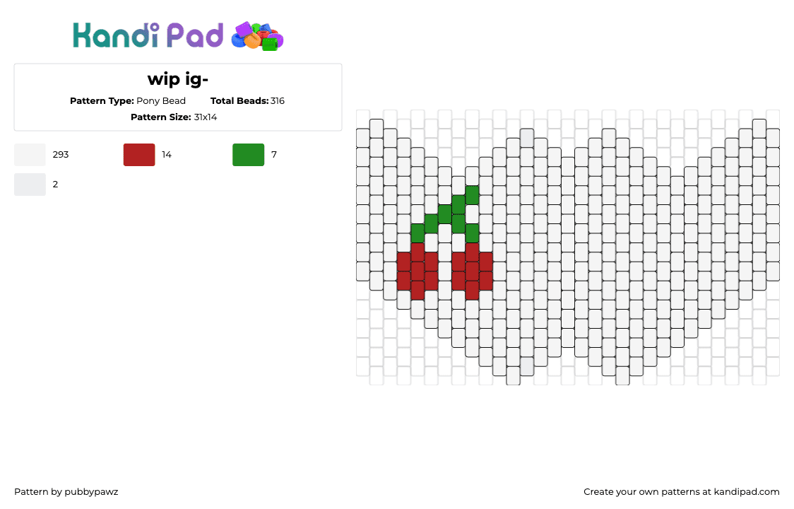 wip ig- - Pony Bead Pattern by pubbypawz on Kandi Pad - cherries,mask,fruit,simple,white,red