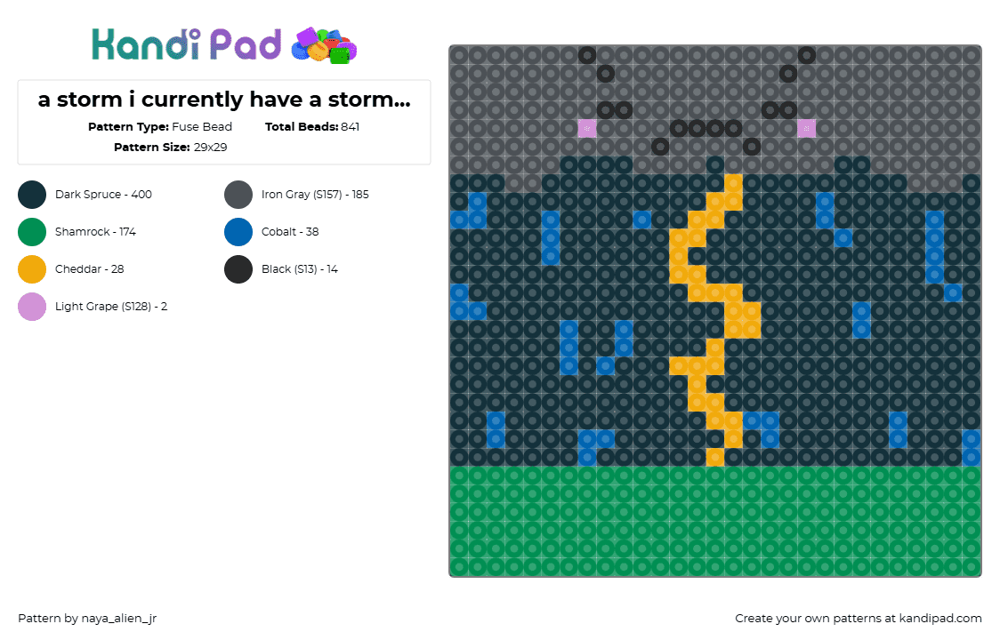 a storm i currently have a storm the time i made this - Fuse Bead Pattern by naya_alien_jr on Kandi Pad - 