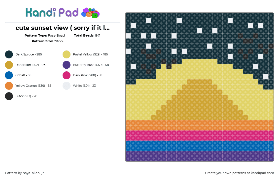 cute sunset view ( sorry if it looks bad) - Fuse Bead Pattern by naya_alien_jr on Kandi Pad - 