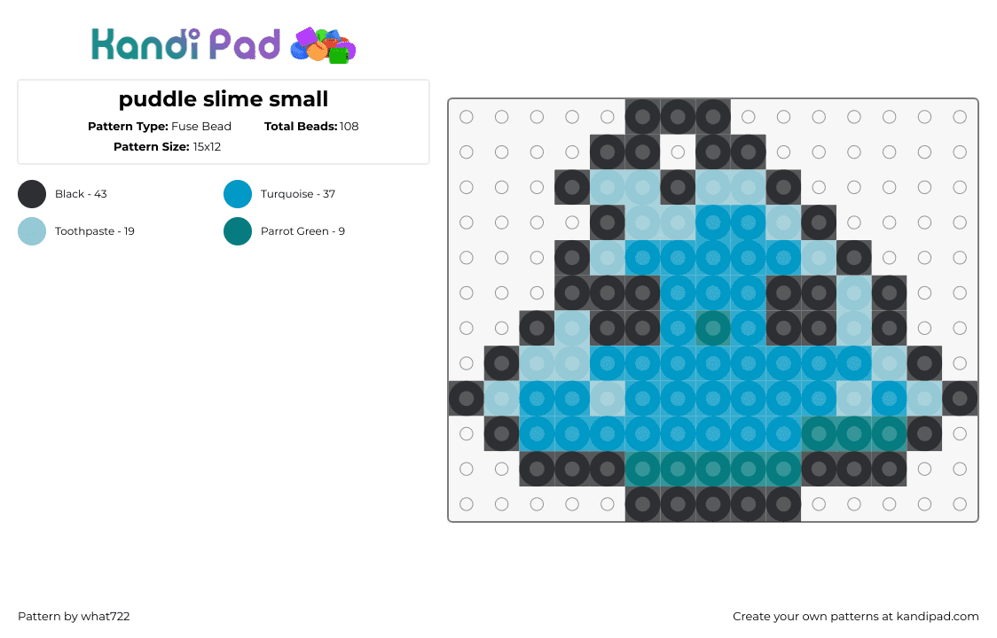 puddle slime small - Fuse Bead Pattern by what722 on Kandi Pad - 