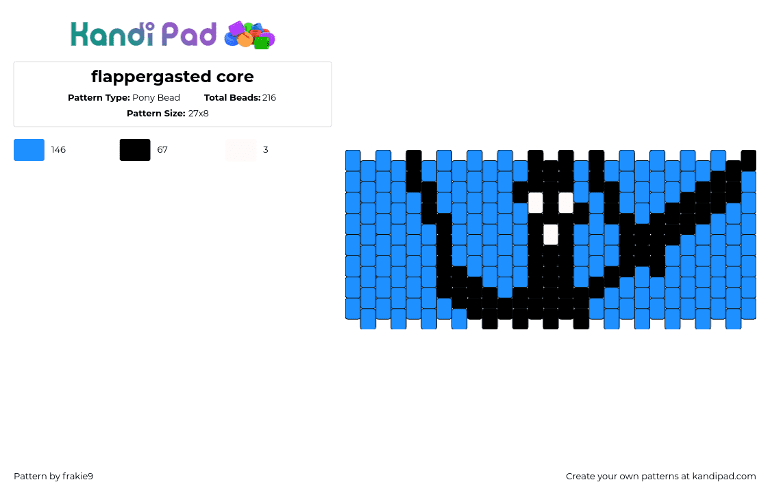 flappergasted core - Pony Bead Pattern by frakie9 on Kandi Pad - silhouete,cuff,black,blue