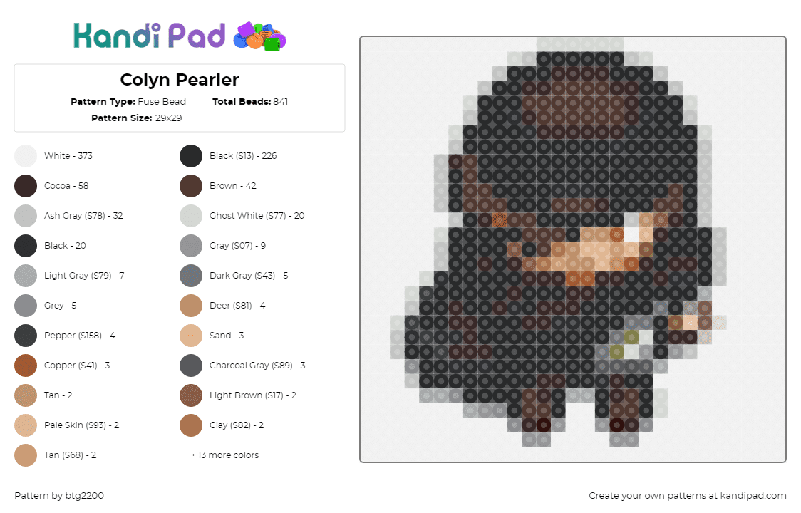 Colyn Pearler - Fuse Bead Pattern by btg2200 on Kandi Pad - colyn,pokednd,pokemon,dungeons and dragons,gaming,character,brown