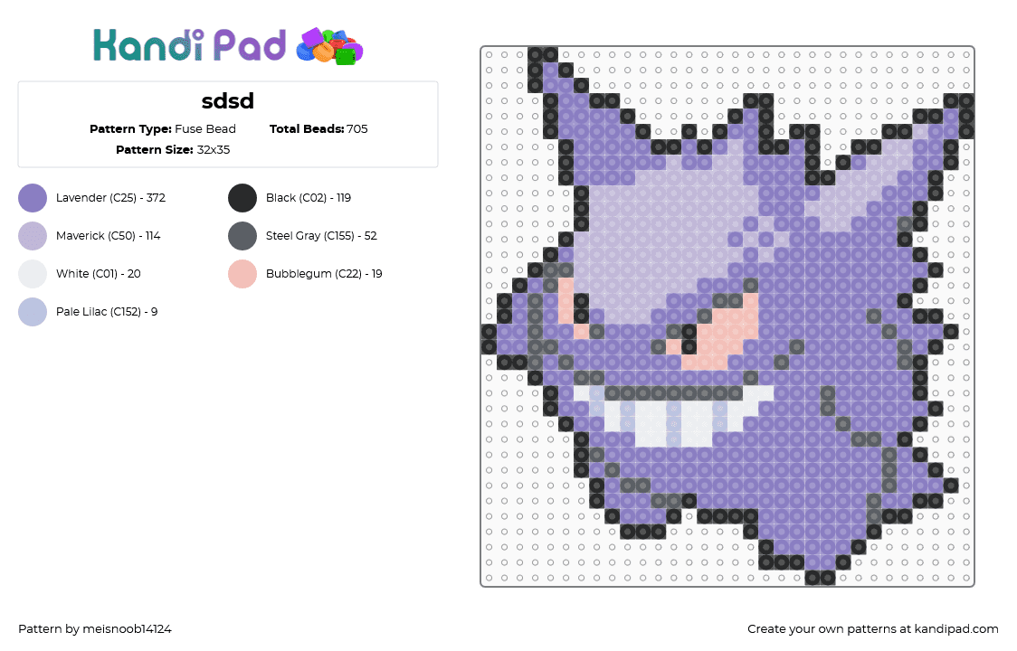 sdsd - Fuse Bead Pattern by meisnoob14124 on Kandi Pad - pink