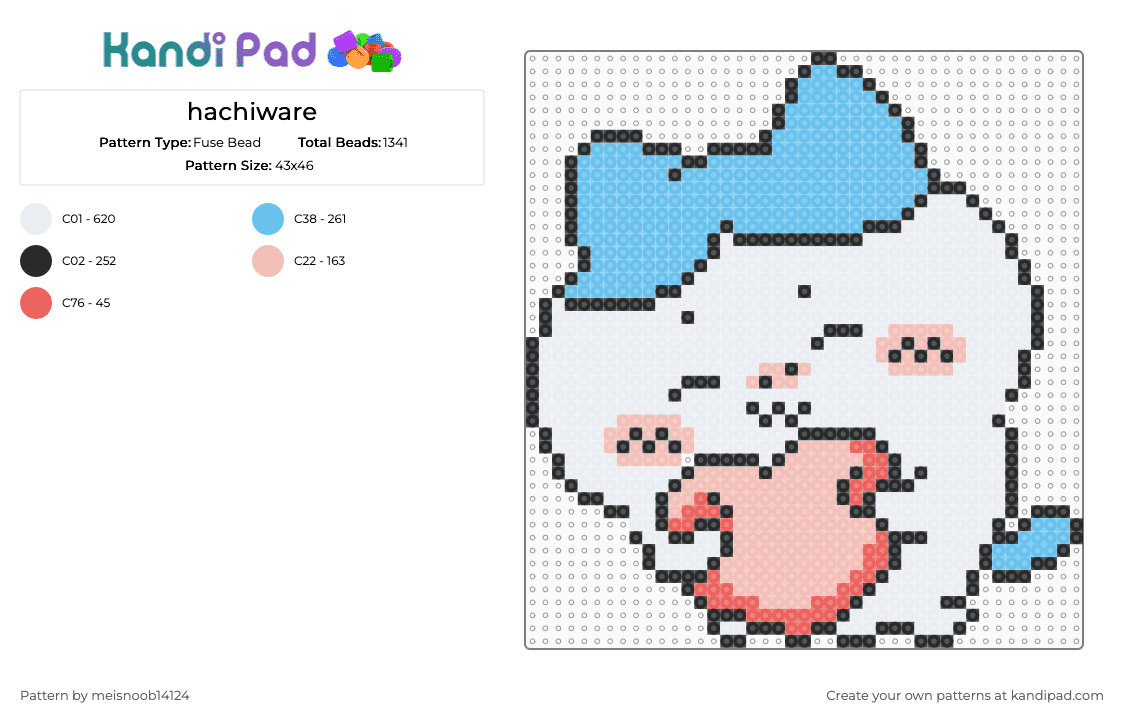 hachiware - Fuse Bead Pattern by meisnoob14124 on Kandi Pad - white,beige,light blue