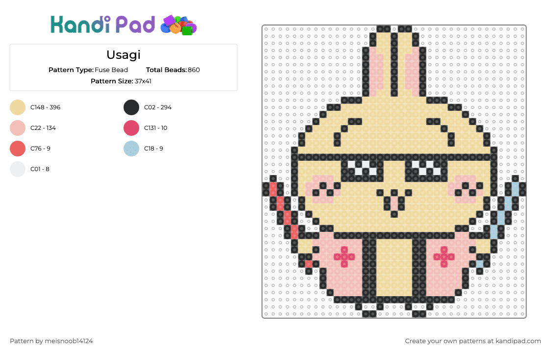 Usagi - Fuse Bead Pattern by meisnoob14124 on Kandi Pad - beige