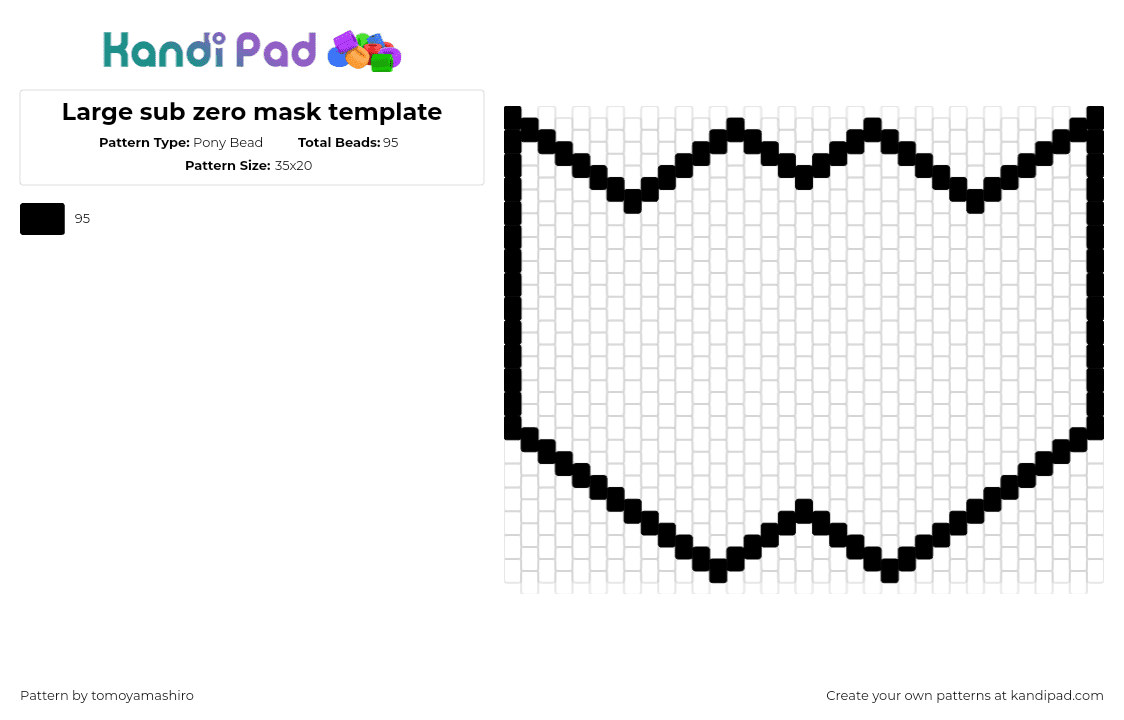 Large sub zero mask template - Pony Bead Pattern by tomoyamashiro on Kandi Pad - mask,template,outline,simple,black