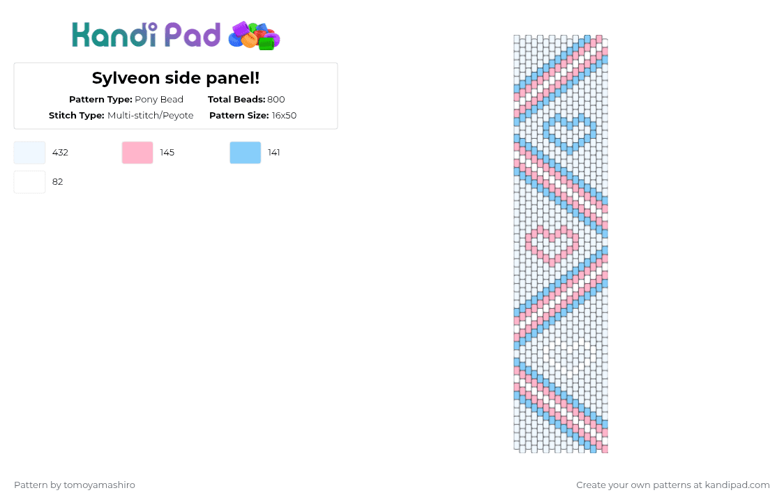 Sylveon side panel! - Pony Bead Pattern by tomoyamashiro on Kandi Pad - white,light blue,pink