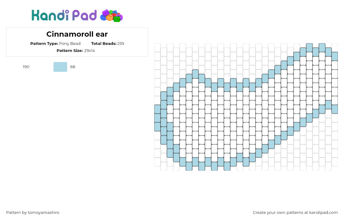 Cinnamoroll ear - Pony Bead Pattern by tomoyamashiro on Kandi Pad - cinnamoroll,ear,sanrio,white,light blue