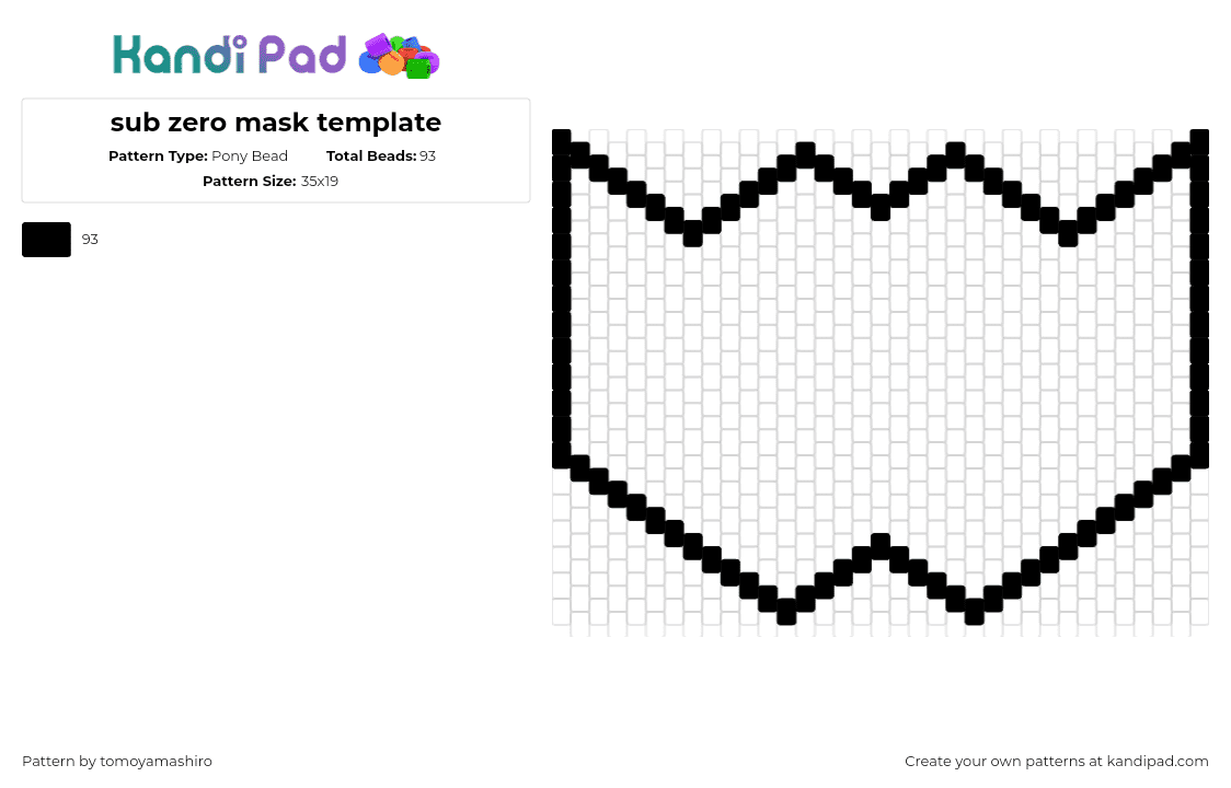 sub zero mask template - Pony Bead Pattern by tomoyamashiro on Kandi Pad - mask,template,outline,simple,black