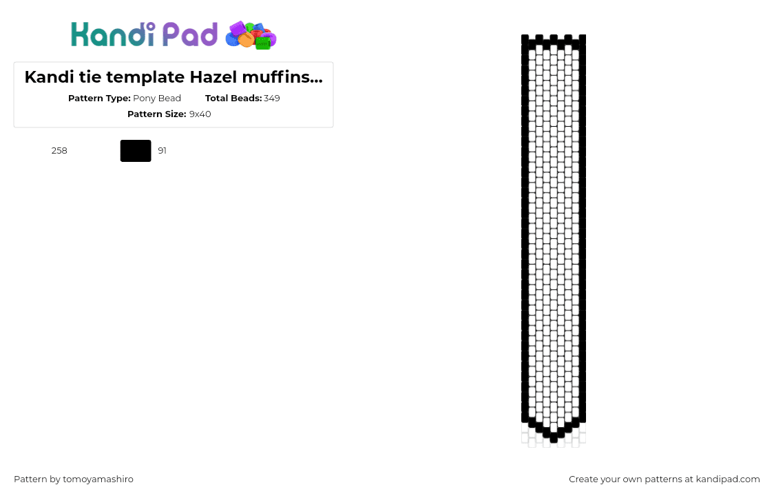 Kandi tie template Hazel muffins method - Pony Bead Pattern by tomoyamashiro on Kandi Pad - necktie,tie,template,outline,simple,white,black