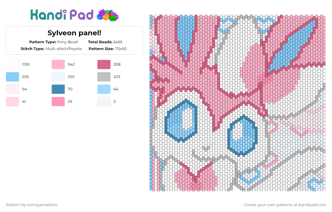 Sylveon panel! - Pony Bead Pattern by tomoyamashiro on Kandi Pad - pink