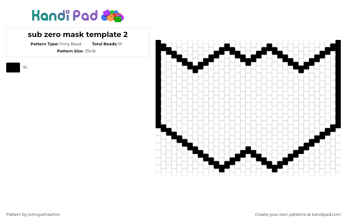 sub zero mask template 2 - Pony Bead Pattern by tomoyamashiro on Kandi Pad - mask,template,outline,simple,black