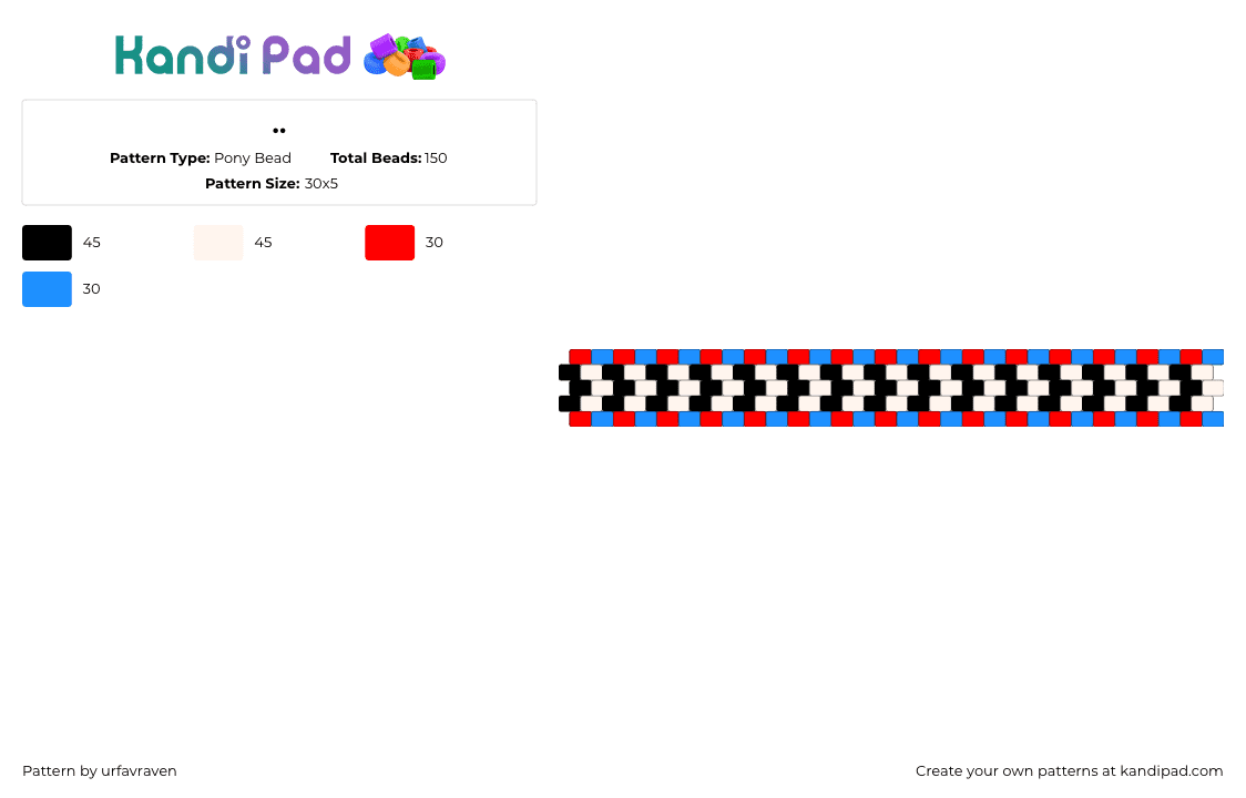 .. - Pony Bead Pattern by urfavraven on Kandi Pad - trippy,amazing digital circus,stripes,bracelet,cuff,black,white,blue,red