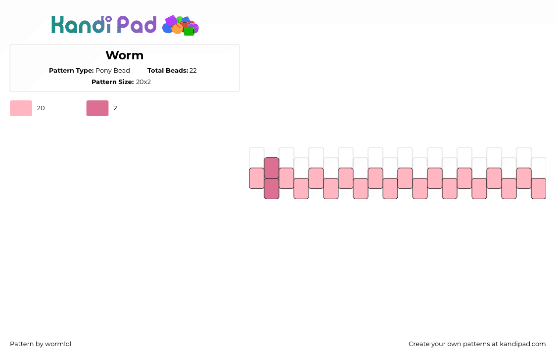 Worm - Pony Bead Pattern by wormlol on Kandi Pad - worm,simple,silly,pink