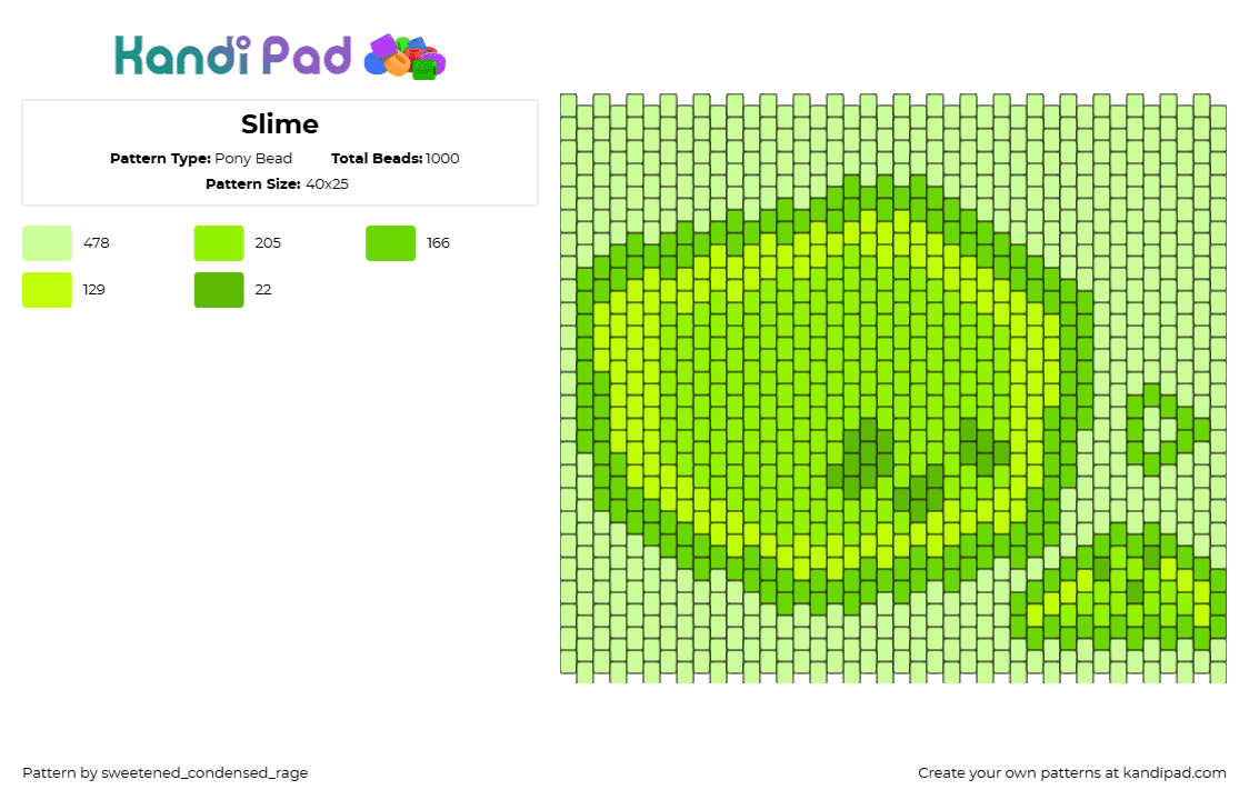 Slime - Pony Bead Pattern by sweetened_condensed_rage on Kandi Pad - slime,neon,panel,glow,green