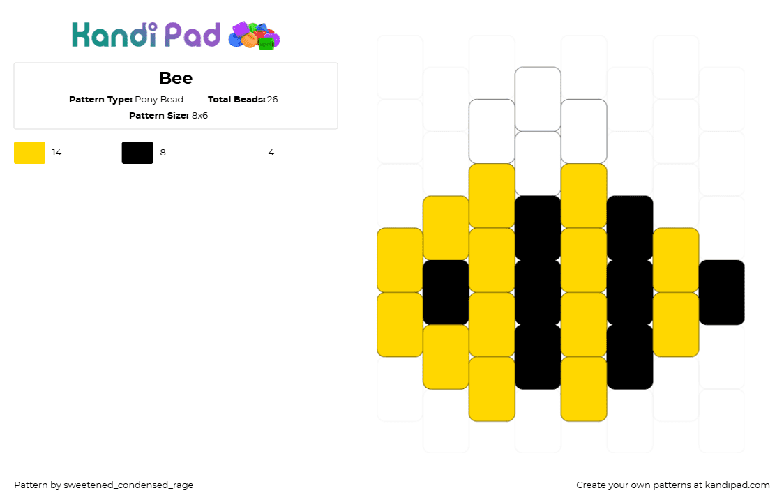 Bee - Pony Bead Pattern by sweetened_condensed_rage on Kandi Pad - yellow,bee,bees,charm