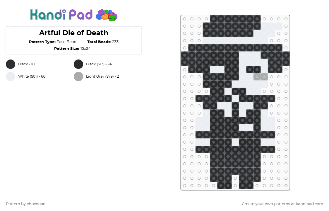 Artful Die of Death/Forsaken - Fuse Bead Pattern by chocoooo on Kandi Pad - black,white