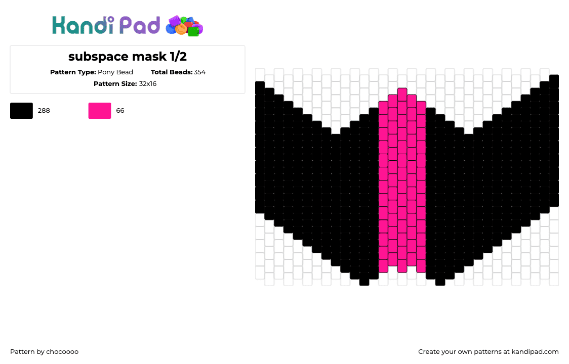 subspace mask 1/2 - Pony Bead Pattern by chocoooo on Kandi Pad - subspace,phighting,roblox,mask,video game,stripe,black,pink