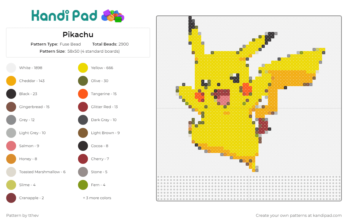 Pikachu - Fuse Bead Pattern by tthev on Kandi Pad - pikachu,pokemon