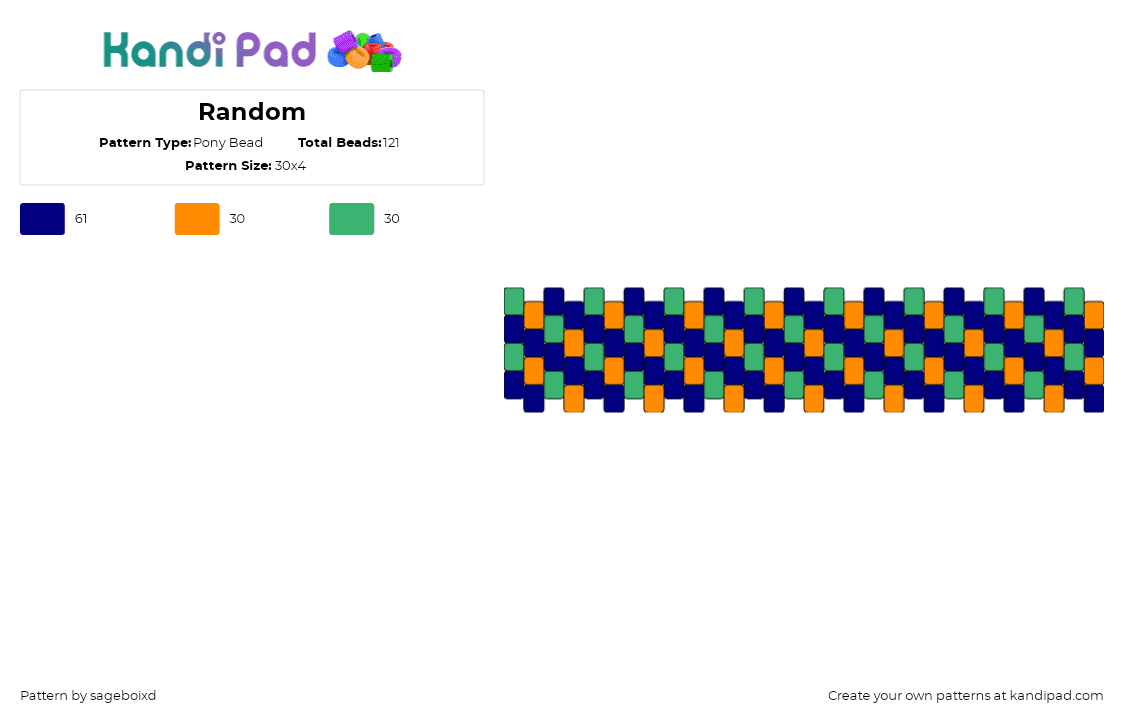 Random - Pony Bead Pattern by sageboixd on Kandi Pad - confetti,diagonal,stripes,cuff,blue,orange,green