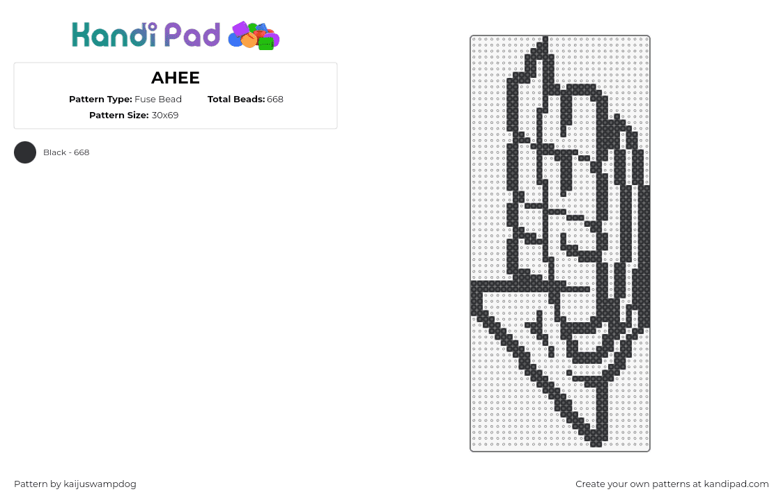 AHEE - Fuse Bead Pattern by kaijuswampdog on Kandi Pad - ahee,logo,outline,music,edm,dj,black