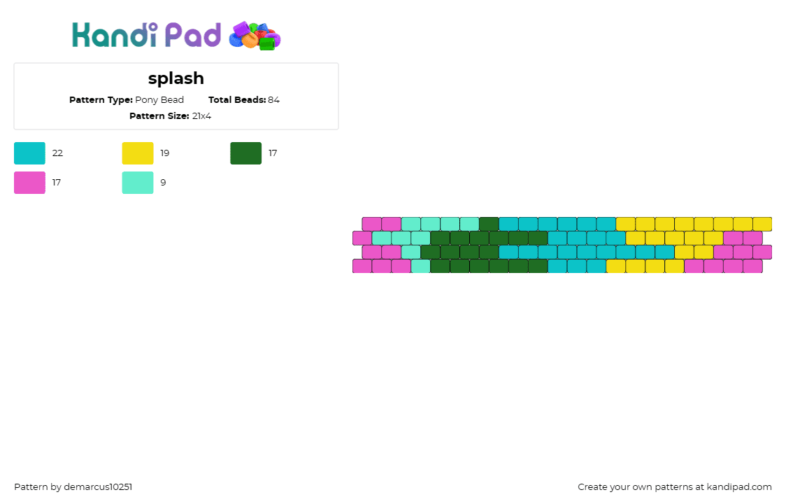 splash - Pony Bead Pattern by demarcus10251 on Kandi Pad - colorful,cuff