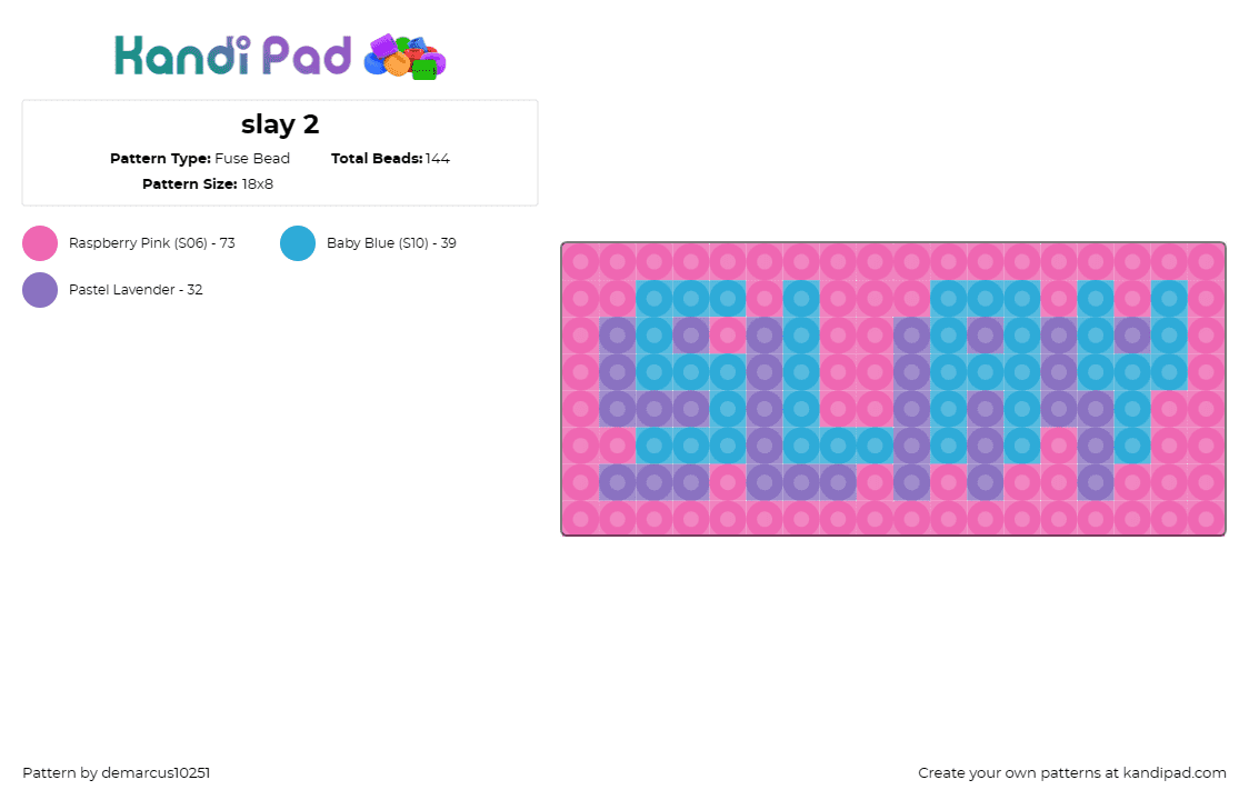 slay 2 - Fuse Bead Pattern by demarcus10251 on Kandi Pad - slay,colorful,text,retro,empowering,pastel,cool shades,pink,blue