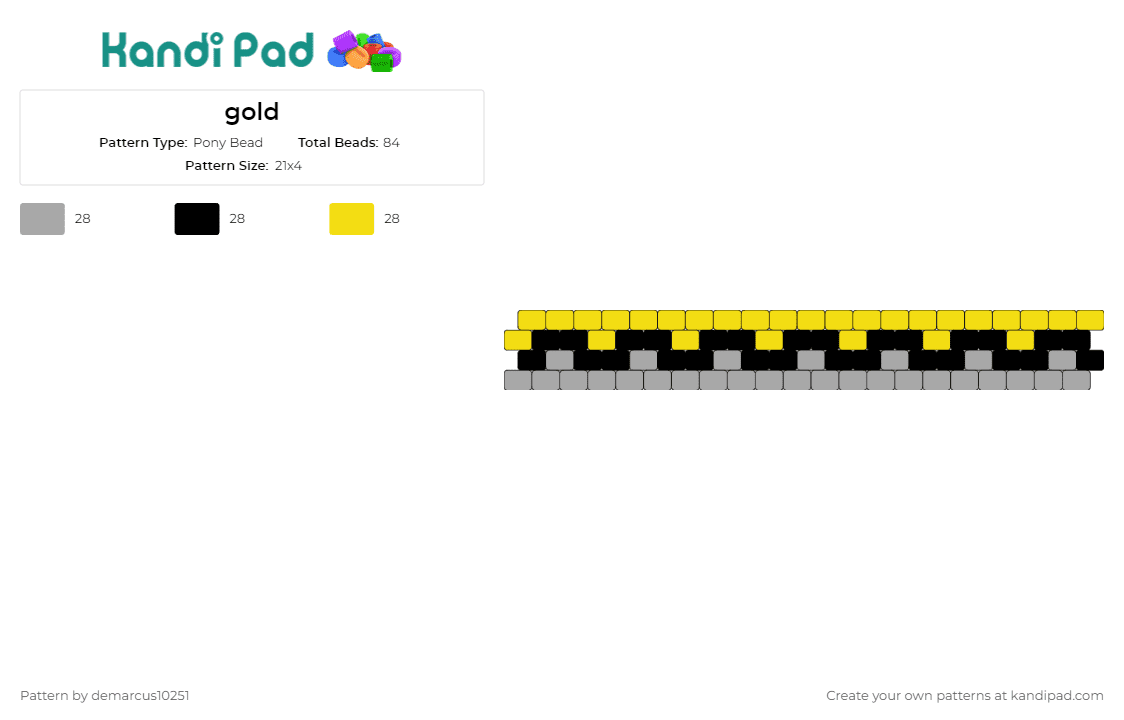 gold - Pony Bead Pattern by demarcus10251 on Kandi Pad - zig zag,geometric,cuff