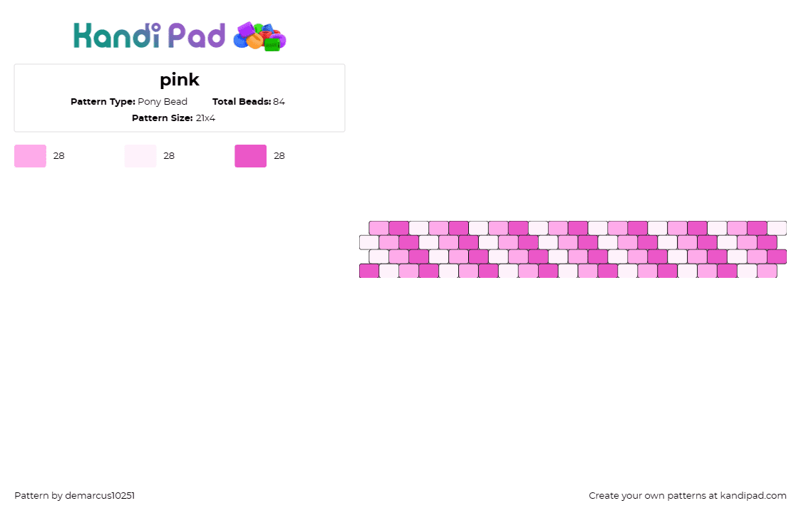 pink - Pony Bead Pattern by demarcus10251 on Kandi Pad - stripes,cuff