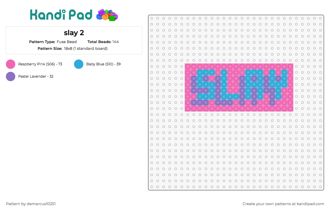 slay 2 - Fuse Bead Pattern by demarcus10251 on Kandi Pad - slay,colorful,text,retro,empowering,pastel,cool shades,pink,blue