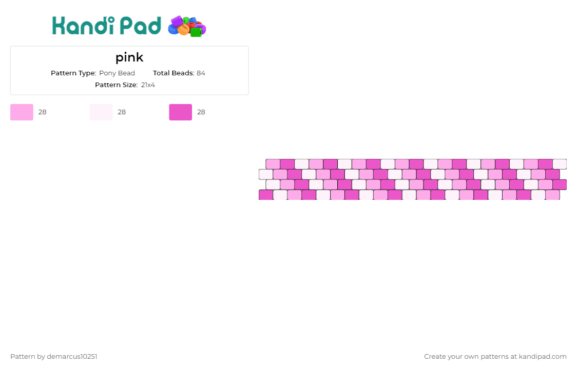 pink - Pony Bead Pattern by demarcus10251 on Kandi Pad - stripes,cuff