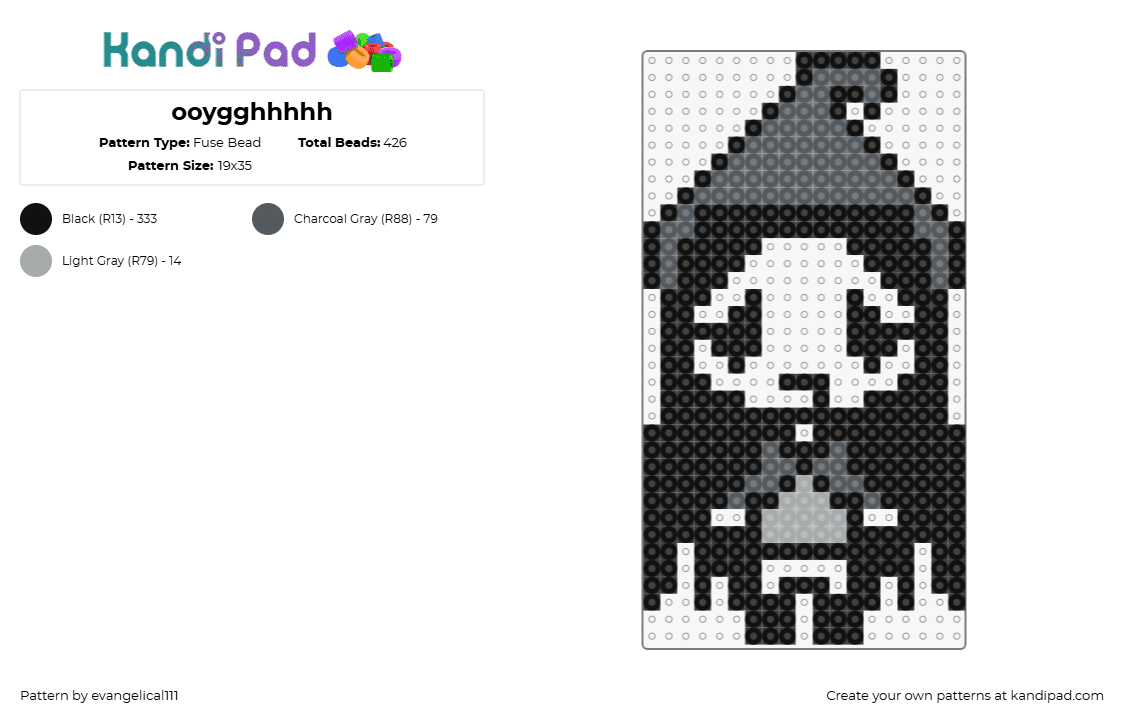 ooygghhhhh - Fuse Bead Pattern by evangelical111 on Kandi Pad - hood,character,dark,black,gray