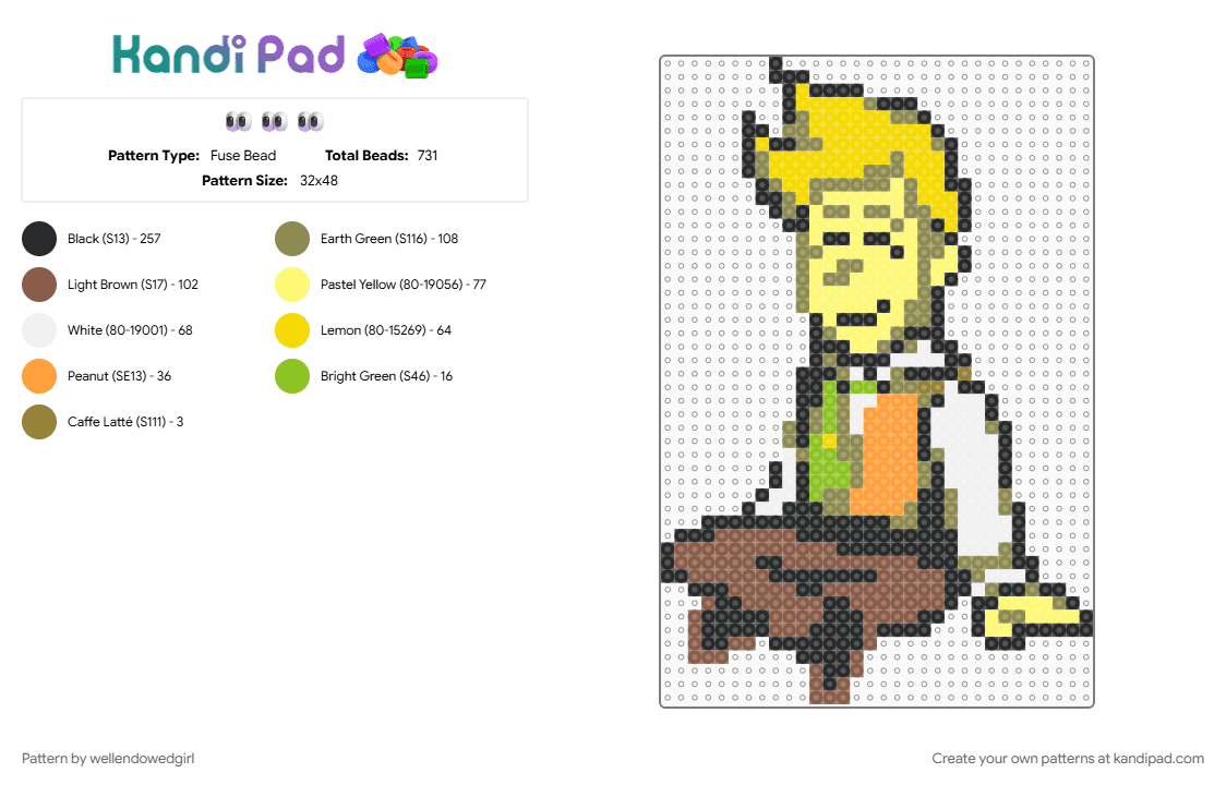 flowery sitting - Fuse Bead Pattern by wellendowedgirl on Kandi Pad - gold, tan, yellow