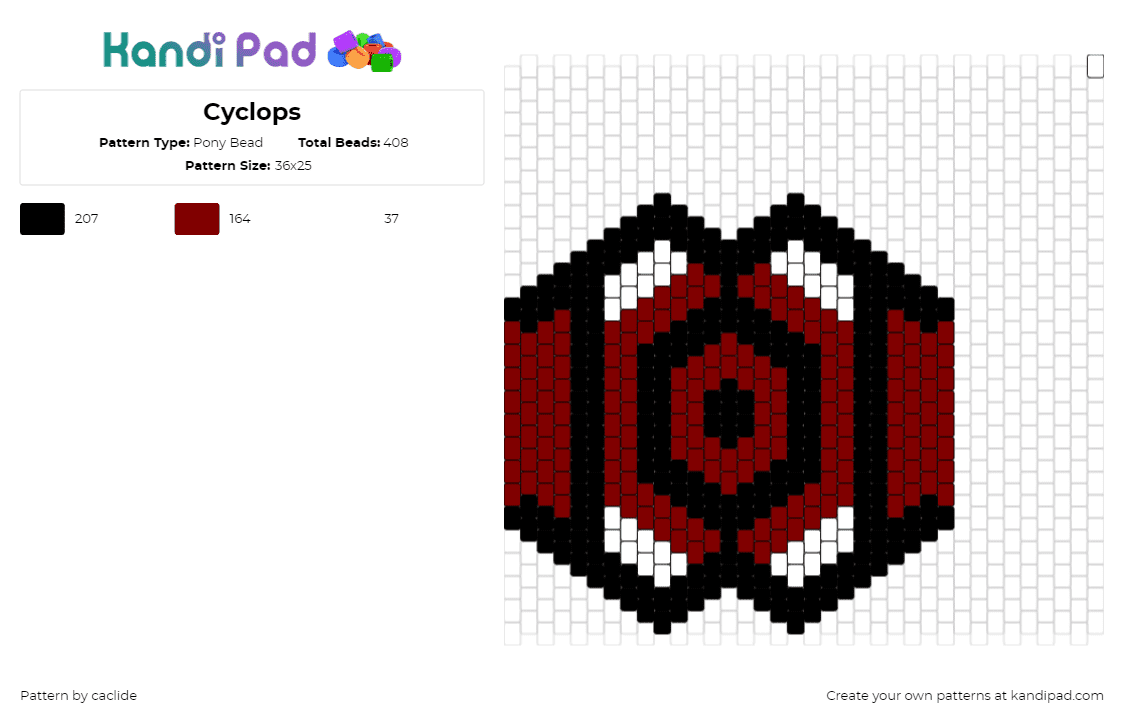 Cyclops - Pony Bead Pattern by caclide on Kandi Pad - eye,hexagon,mask,geometric,red,black