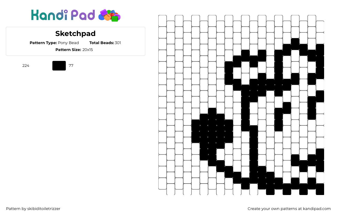 Sketchpad - Pony Bead Pattern by skibiditoiletrizzer on Kandi Pad - sketchpad,inanimate insanity,panel,tv show,animation,outline,white,black