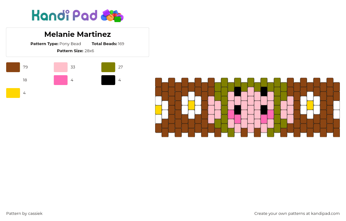 Melanie Martinez - Pony Bead Pattern by cassiek on Kandi Pad - portals,melanie martinez,album,music,cuff,daisies,brown