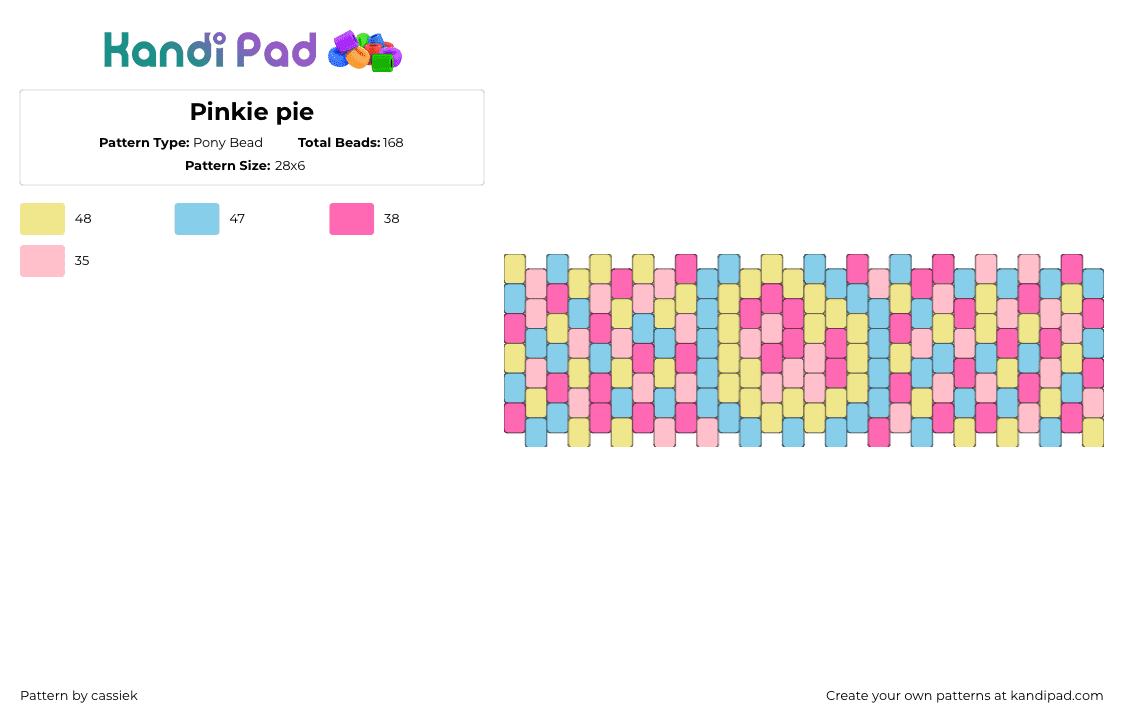 Pinkie pie - Pony Bead Pattern by cassiek on Kandi Pad - pink,mlp,my little pony,pinkie pie