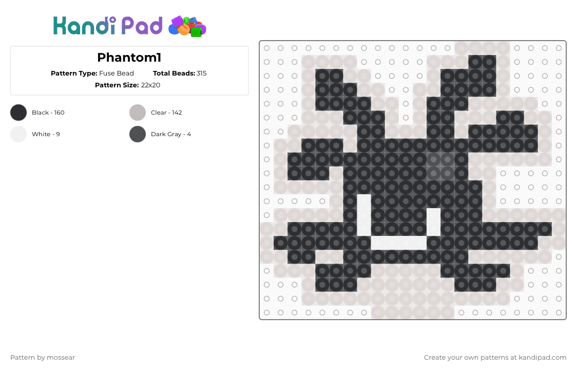 Phantom1 - Fuse Bead Pattern by mossear on Kandi Pad - beige