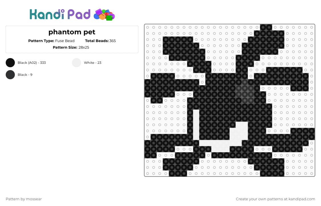 phantom pet - Fuse Bead Pattern by mossear on Kandi Pad - animaljam,phantom