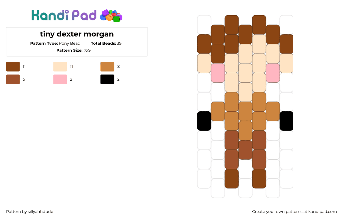 tiny dexter morgan - Pony Bead Pattern by sillyahhdude on Kandi Pad - dexter morgan,simple,character,tv show,tan