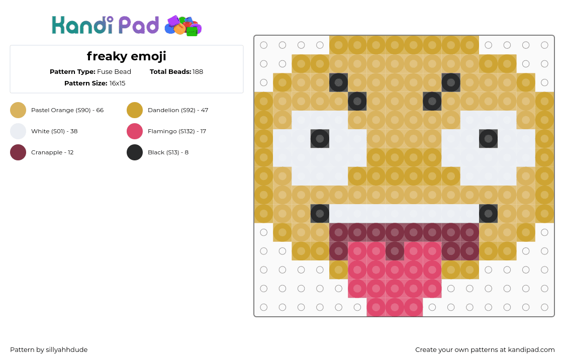 freaky emoji - Fuse Bead Pattern by sillyahhdude on Kandi Pad - orange