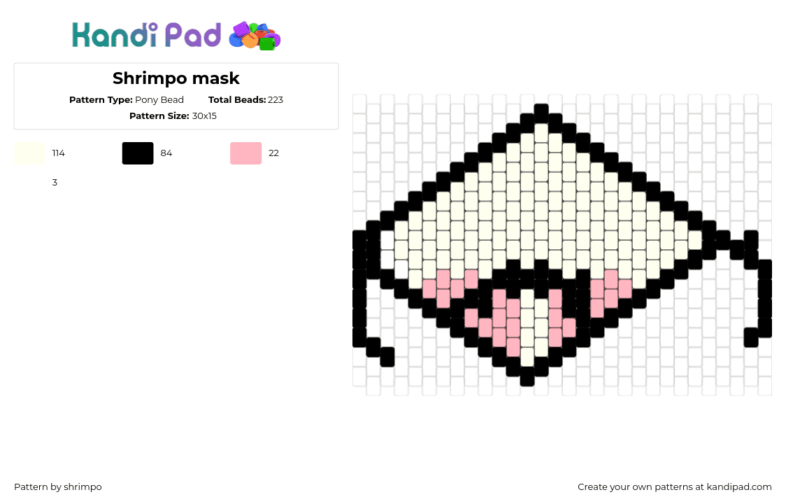 Shrimpo mask - Pony Bead Pattern by shrimpo on Kandi Pad - 