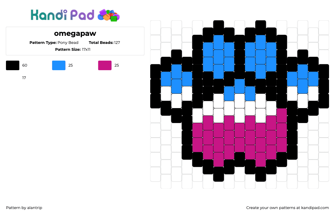 omegapaw - Pony Bead Pattern by alantrip on Kandi Pad - paw,pride,blue,pink