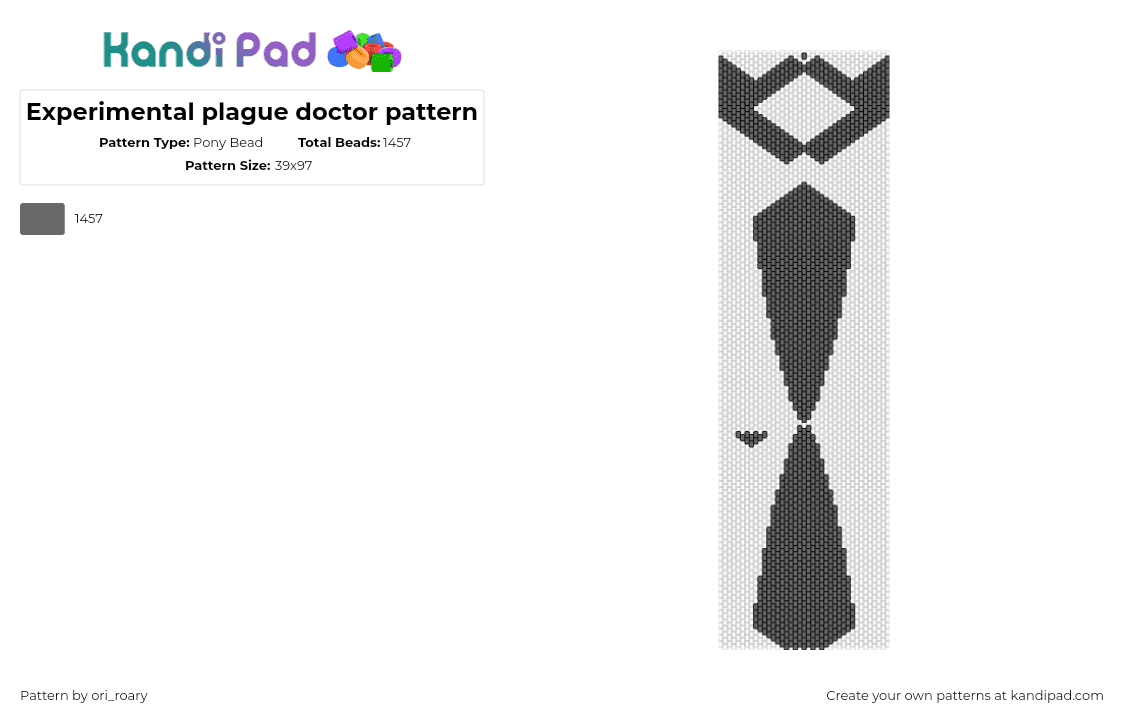 Experimental plague doctor pattern - Pony Bead Pattern by ori_roary on Kandi Pad - plague doctor,classic,mask,spooky,black