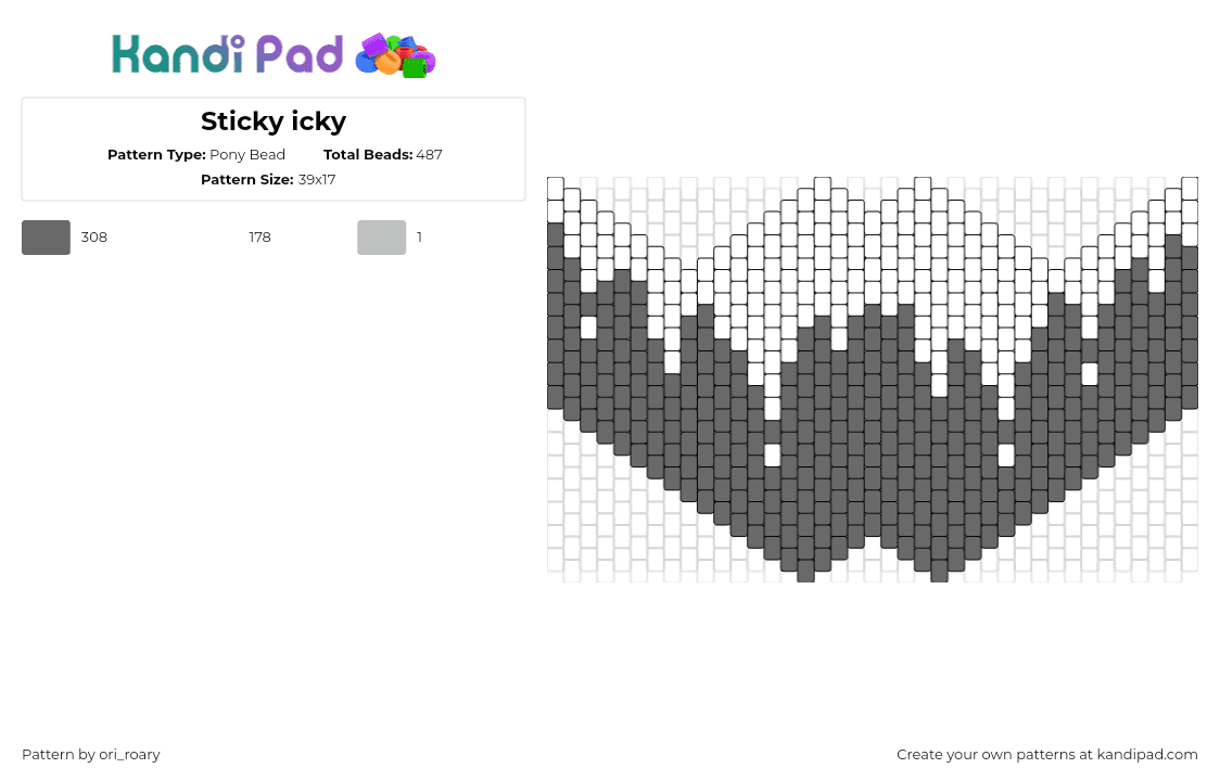 Sticky icky - Pony Bead Pattern by ori_roary on Kandi Pad - drippy,mask,mountains,snow,panel,gray,white