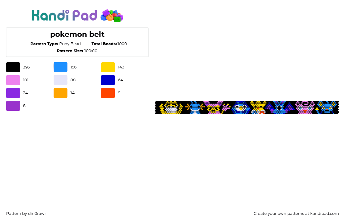 pokemon belt - Pony Bead Pattern by din0rawr on Kandi Pad - 