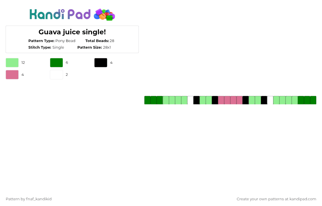 Guava juice single! - Pony Bead Pattern by fnaf_kandikid on Kandi Pad - teal