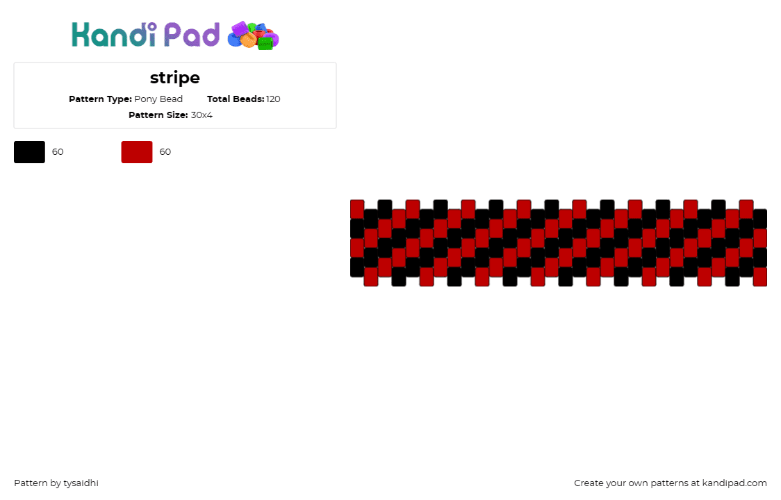 stripe - Pony Bead Pattern by tysaidhi on Kandi Pad - stripes,cuff